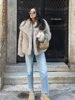 TRAF Faux Fur Coat Plush Fluffy Women's Jacket 2024 Woman Autumn Winter New in Outerwears White Red Gray Black Wool Blends Coats 6