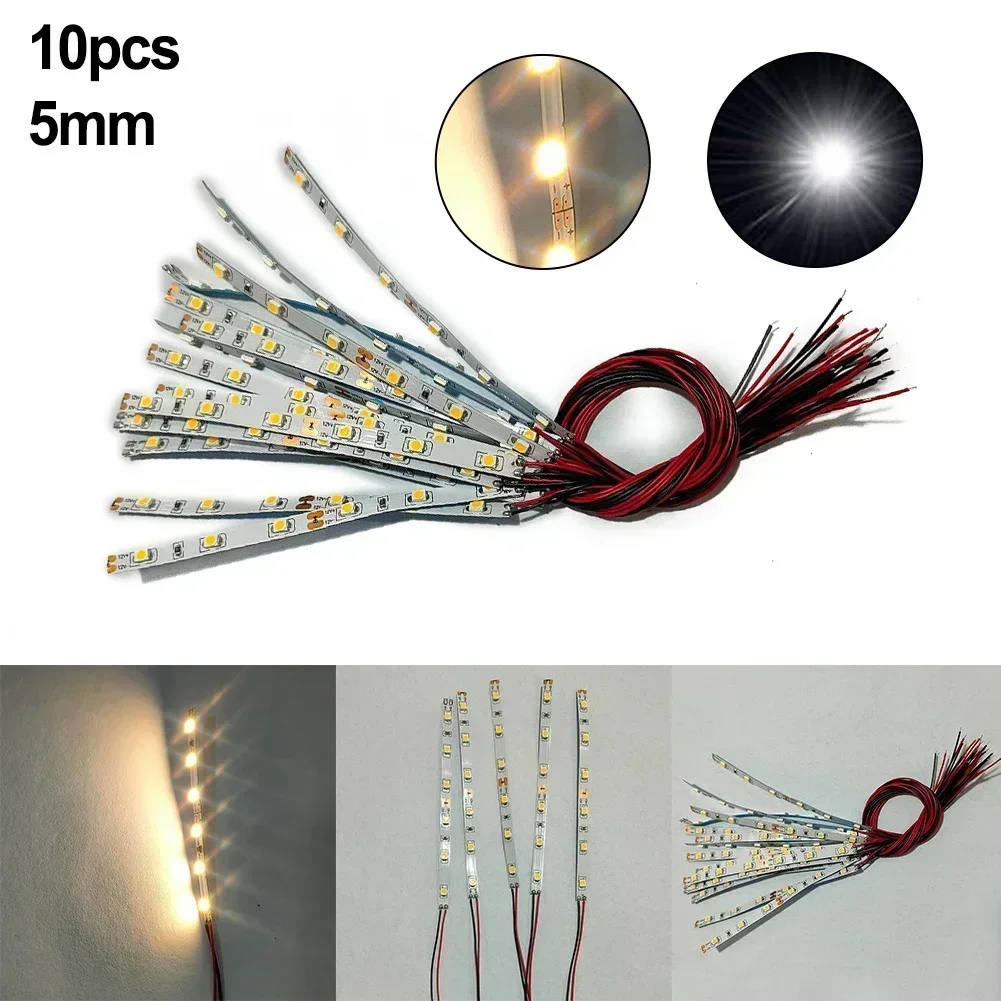 10pcs 사전 유선 흰색 스트립 6 Led LED 조명 자체 접착 유연한 12V  18V 철도 및 건물 레이아웃에 적합