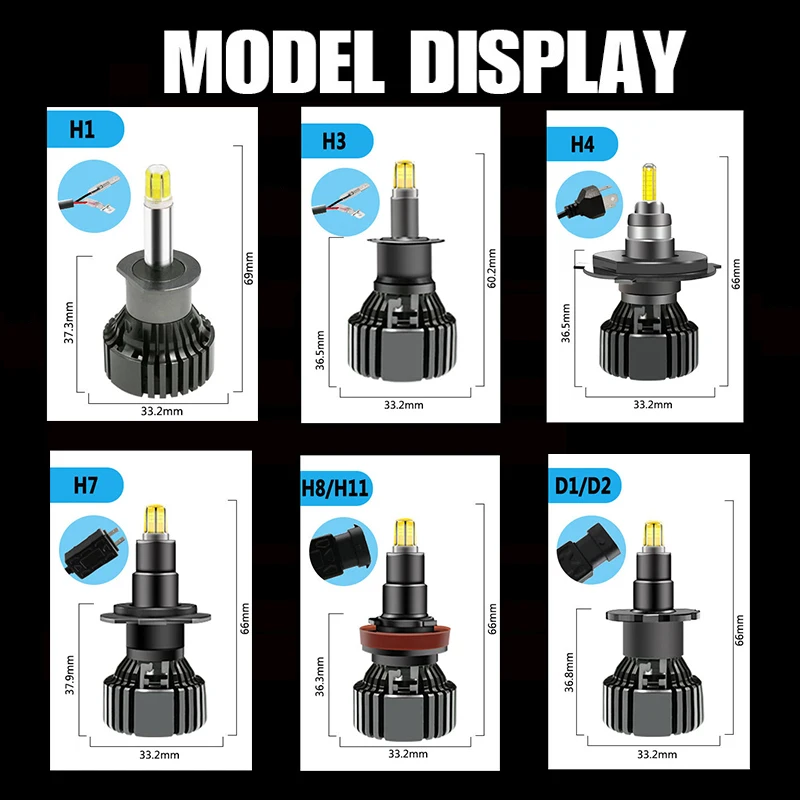 OVEHEL 96000LM 120W H7 LED H4 H11 Canbus Car Headlight Bulb LED H8 HB4 HB3 9005 9006 D1S D2S H1 lamp Fog lights 6000K 12V