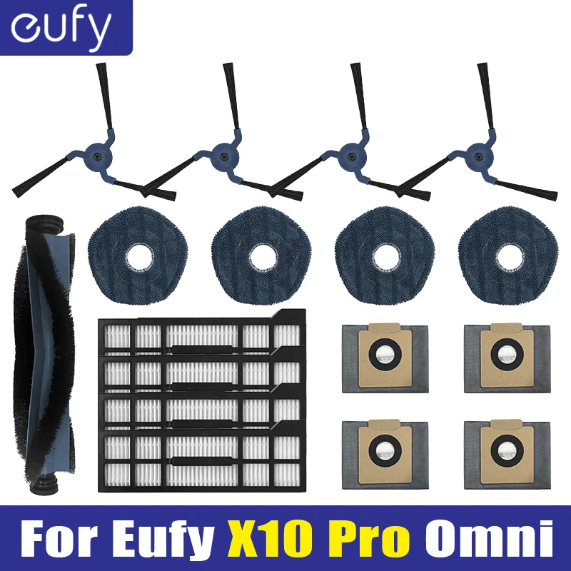 For Eufy X10 Pro Omni Replacement Parts Accessories Roller Side Brush Filter Mop Cloth Rags Pads Dust Bag Vacuum Cleaner Part