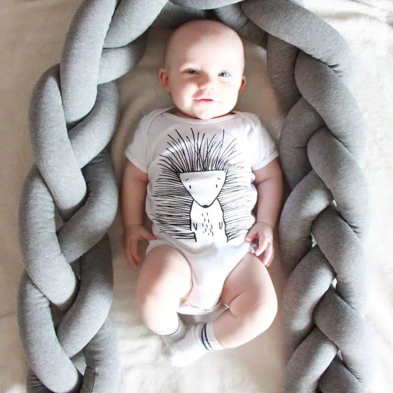 1M/1.5M/2M/3M Baby Bed Bumper Braid Knot Long Handmade Knotted Weaving Plush Baby Crib Protector Infant Knot Pillow Room Decor