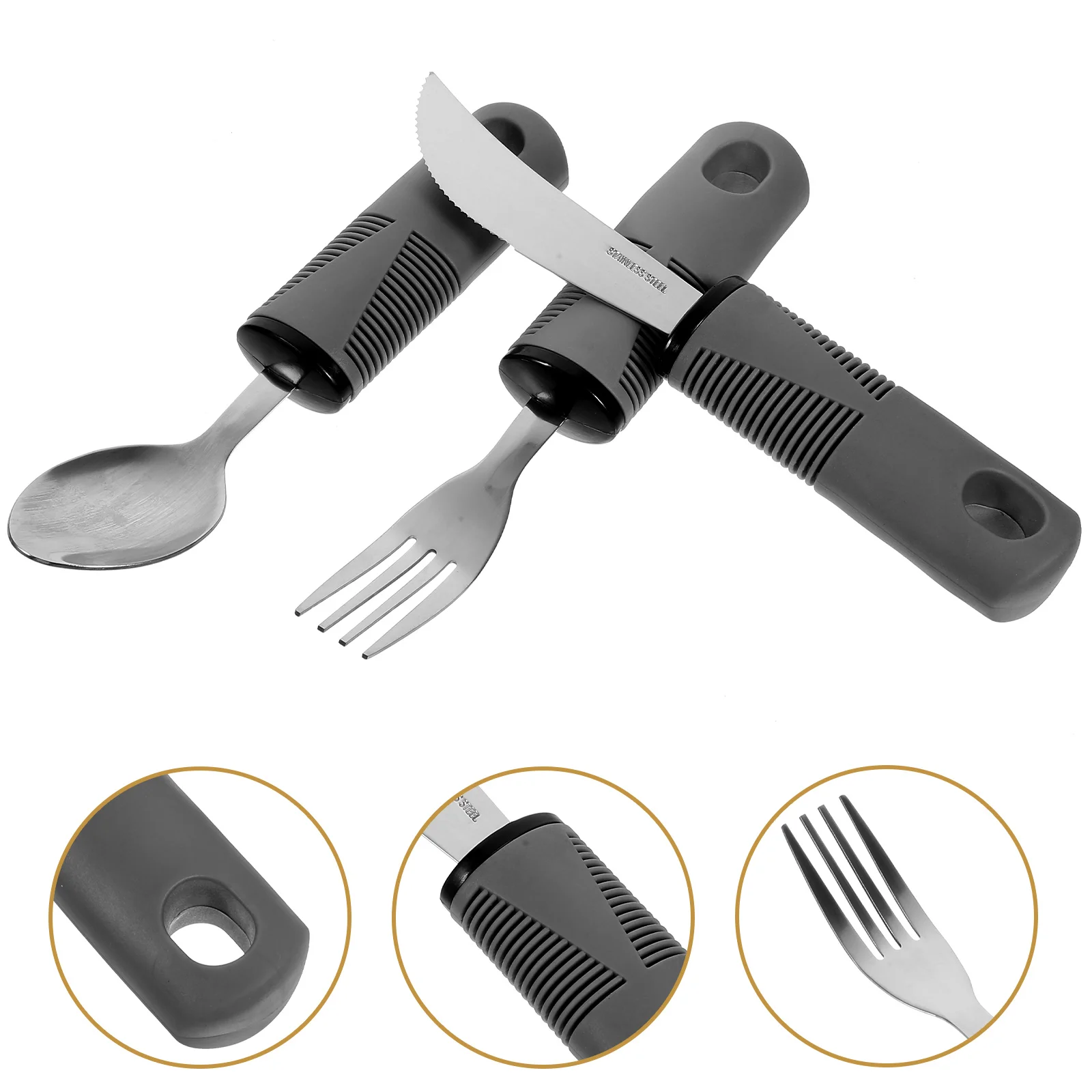 

1 Set Adaptive Utensils Elderly Anti-Shake Cutlery Convenient Grip Utensils Anti-skid Tableware Set