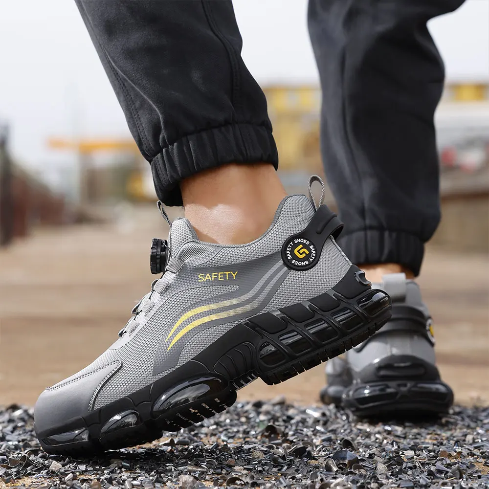 YIZHONCO homme chaussures de sécurité pour le travail maille supérieure respirant semelle en TPU rembourré anti-dérapant léger homme chaussures de sécurité pour le travail – Image 5