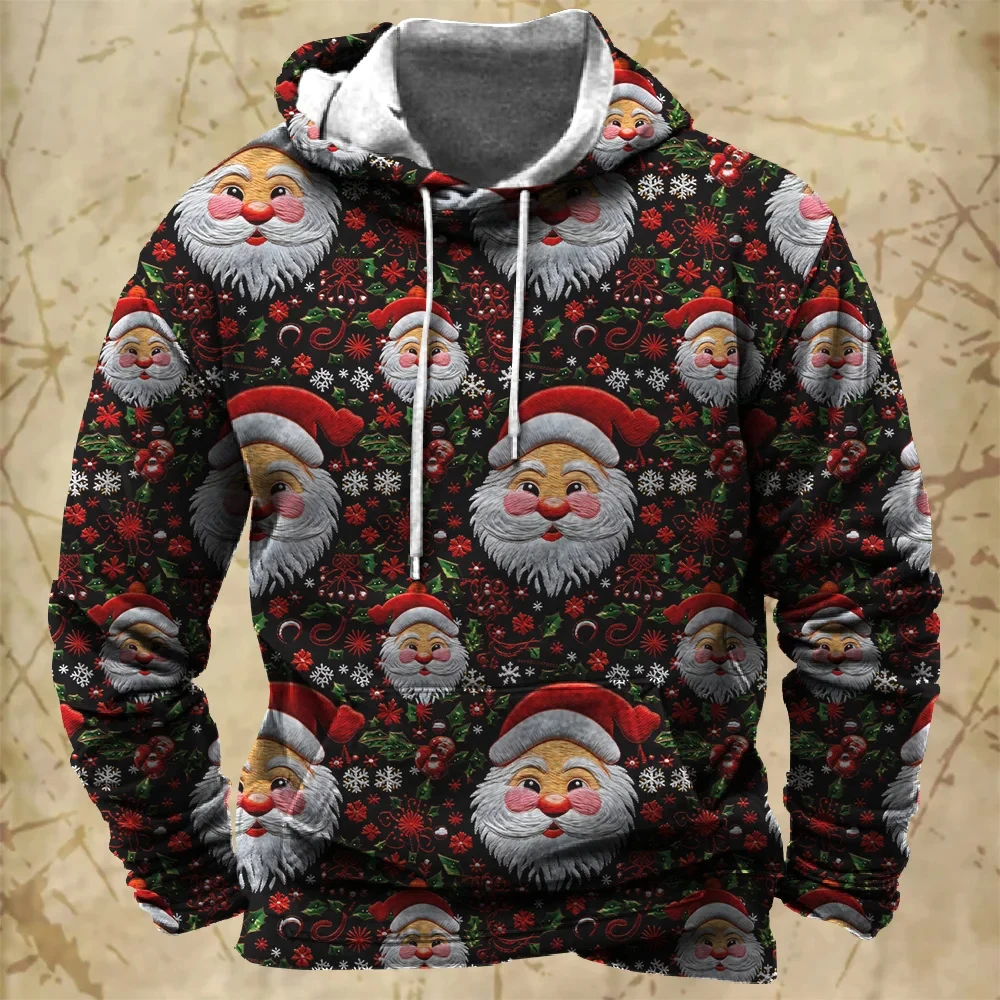 

Christmas Hooded Sweatshirt For Men 3d Santa Claus Print Y2k Clothing Holiday Sweater Autumn Winter Pullover Fashion Long Sleeve