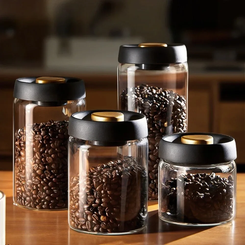 Vacuum Sealed Tank Transparent Glass Coffee Beans Food Storage Jars Household Moisture-proof Air Extraction Airtight Container 2