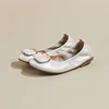 Genuine Leather Women's Flat Shoes Women Buckle Round Toe Slip on Ballet Flats Lazy Loafers Moccasins Ladies Casual Flats Shoes 1