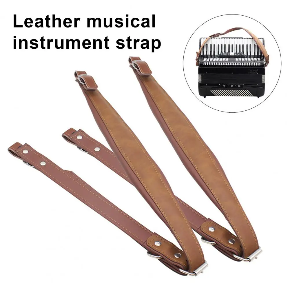 1 Pair Accordion Straps Adjustable Comfortable Faux Leather High Strength Accordion Shoulder Belt For 60-120 Bass Accordions