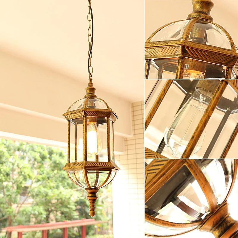Led European Style Outdoor Waterproof Balcony Courtyard Pavilion Corridor Pendant Light