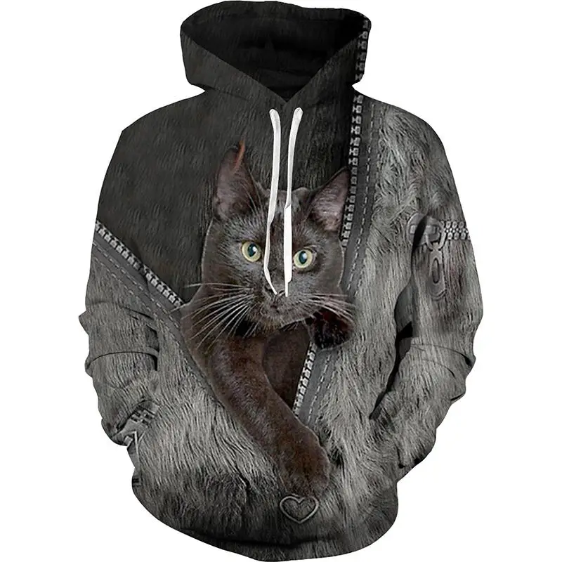 thumbnail image 1 of Sudadera con capucha con estampado 3D de gato lindo para hombres y mujeres, sudadera informal de manga larga con gráficos, chándal de gran tamaño, ropa de calle para hombres, 1 of 4