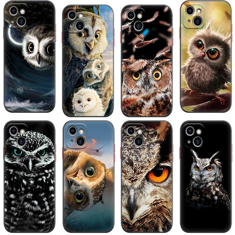 Cute Animal Owl Silicone Phone Case for Iphone 14 13 12 Mini 11 Pro XS Max 7 8 6 6S Plus XR X SE 2020 2022 5 5S Black Cover xr cases