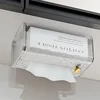 Multipurpose Tissue Box Transparent Rectangular Tissue Storage Box Bathroom Wall Mounted Toilet Paper Case Desktop Napkin Box 5