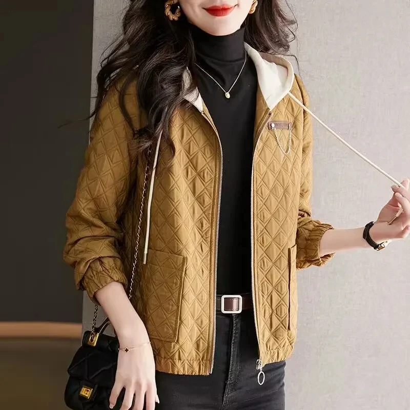 Comprar Chaqueta cortavientos con capucha para mujer primavera y otoño  talla grande holgada informal versátil chaqueta de longitud media abrigo para  mujer