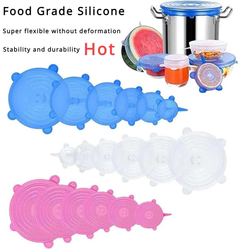 Adaptive Food Cover Adjustable Elastic Silicone Caps Storage Kitchen Accessories General Refrigerator Dishes Container Home