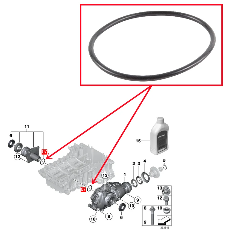 Differential Final Drive Seal O-Ring Gasket 31511213527 For BMW F30 F34 F36 F07 F10 F06 F02 G12 E84 E83 F25 F26 E53 E70 E71 F15