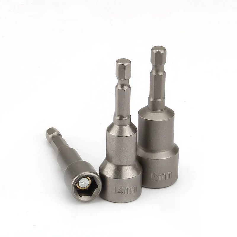 1PCS 6-24mm Hex Socket Sleeve Nozzles Nut Driver Screwdriver Drill Bit Adapter Magnetic Impact Socket Hex Shank Socket Wrench 3