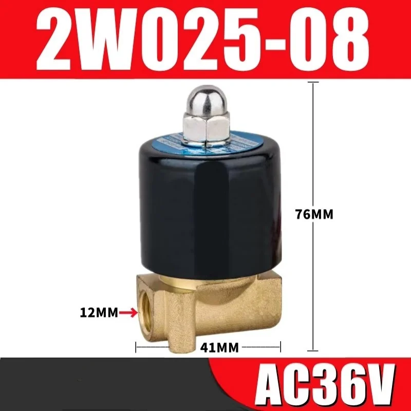 Copper Electric Solenoid Valve 2W025-08 AC 36V G1/4" Distilled Water Air Outlet Flow Switch
