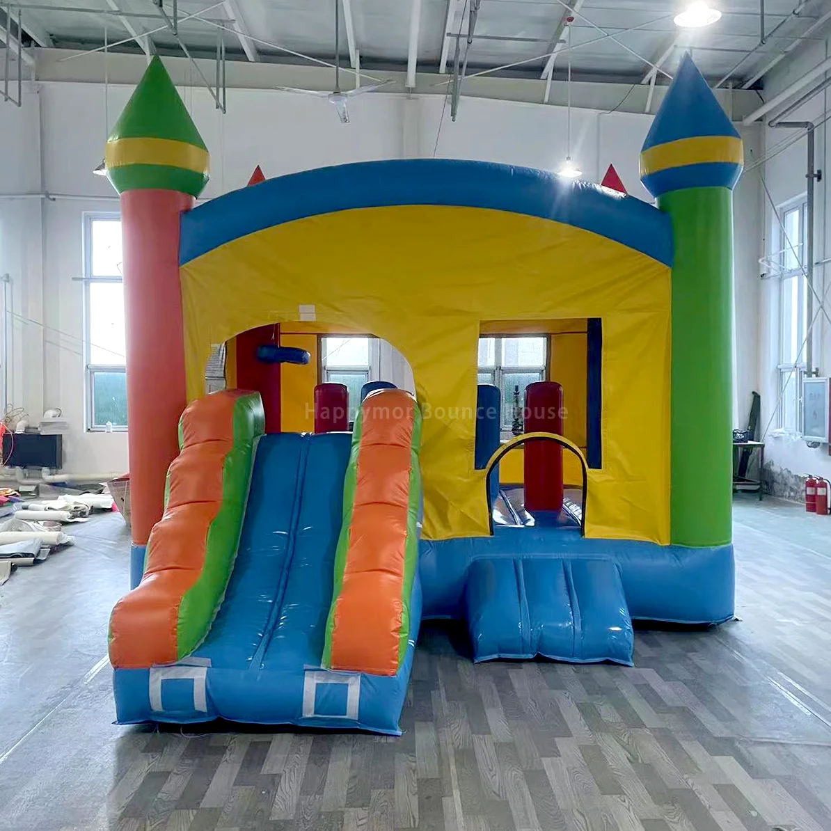 

Multi-function 3 In 1 PVC Bounce House With Water Wave Slide Obstacle Course Combo Amusement Park Inflatable For Kids