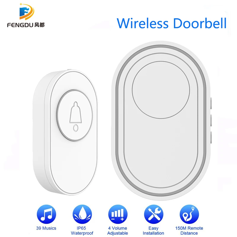 Outdoor Wireless Doorbell IP65 Waterproof Smart Home Door Bell Chime