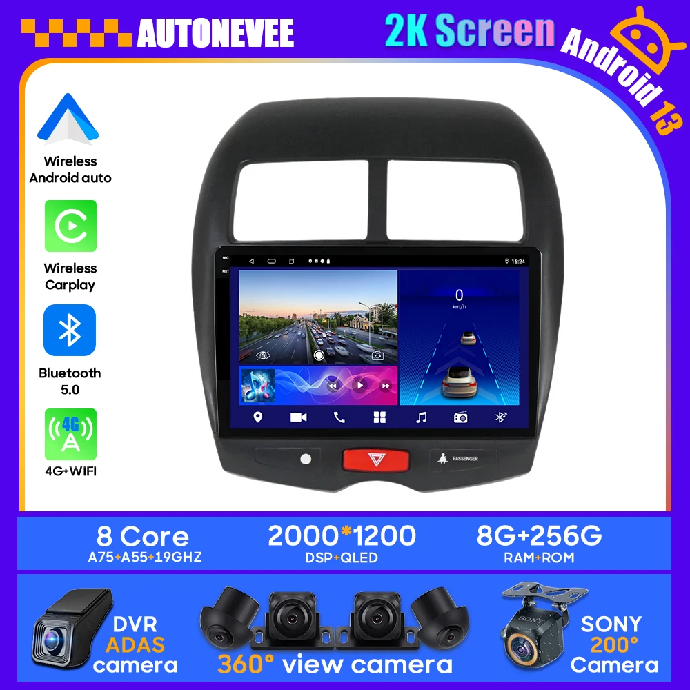 

Android Car For Mitsubishi ASX 1 2010 - 2016 GPS Navigation Head Unit Multimedia Player wireless Carplay Auto BT 2K 5G No 2din