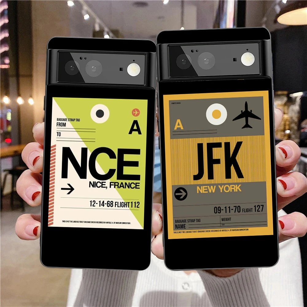 World Country Label Flugtickets Handy hülle für Google Pixel 8 7 6 7a 6a Pro 5g stoß festes Silikon 9 pro xl 8 pro 5g Shell