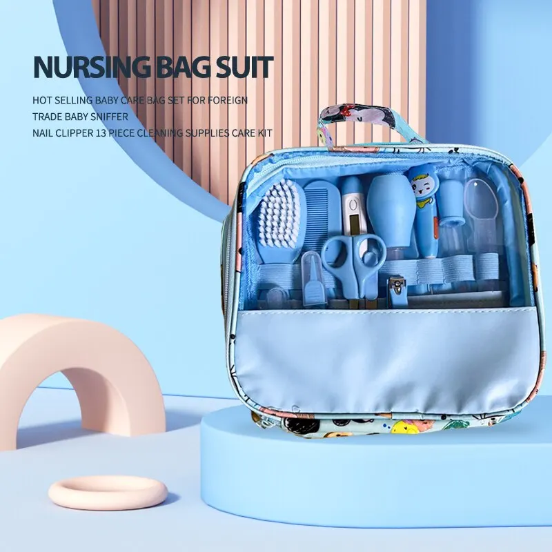 12 PCs Baby Care Kit Kids Hair Nail Healthcare Thermometer Grooming Brush Kit Clipper Scissors Kid Toiletries - Image 5