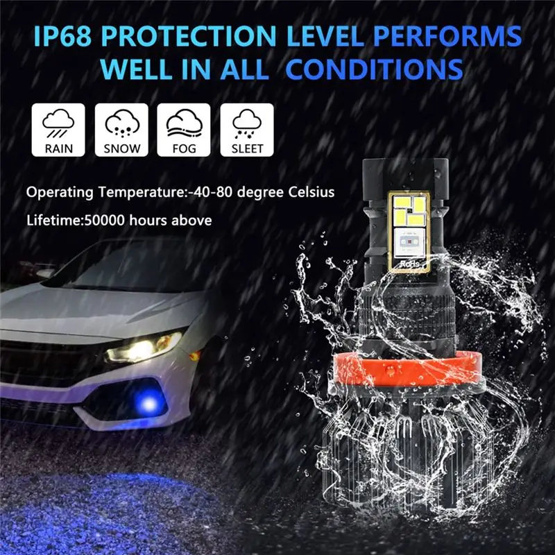 ABHY-Car LED RGB 헤드라이트 APP 블루투스 호환 제어 다중 색상 LED 안개등 전구