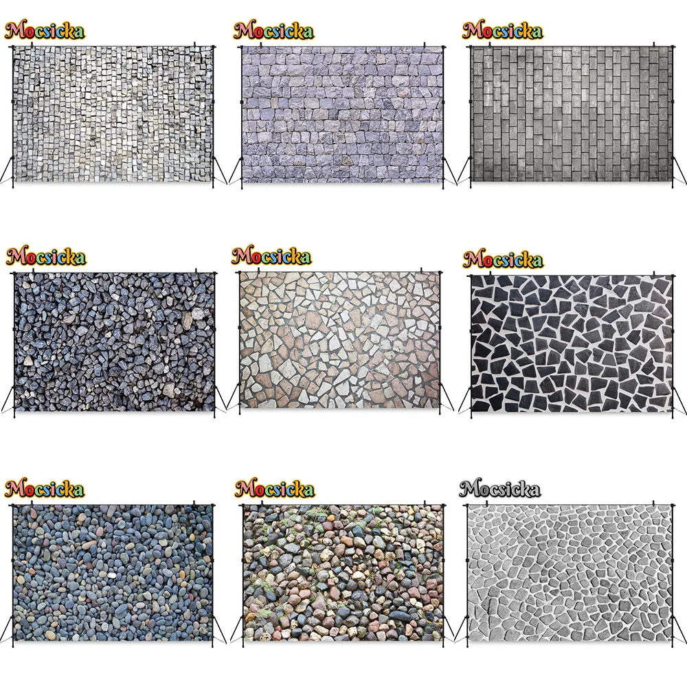 

Mocsicka Retro Brick Wall Stone Floor Studio Photography Background Prop Adult Children Kid Portrait Indoor Photobooth Backdrop