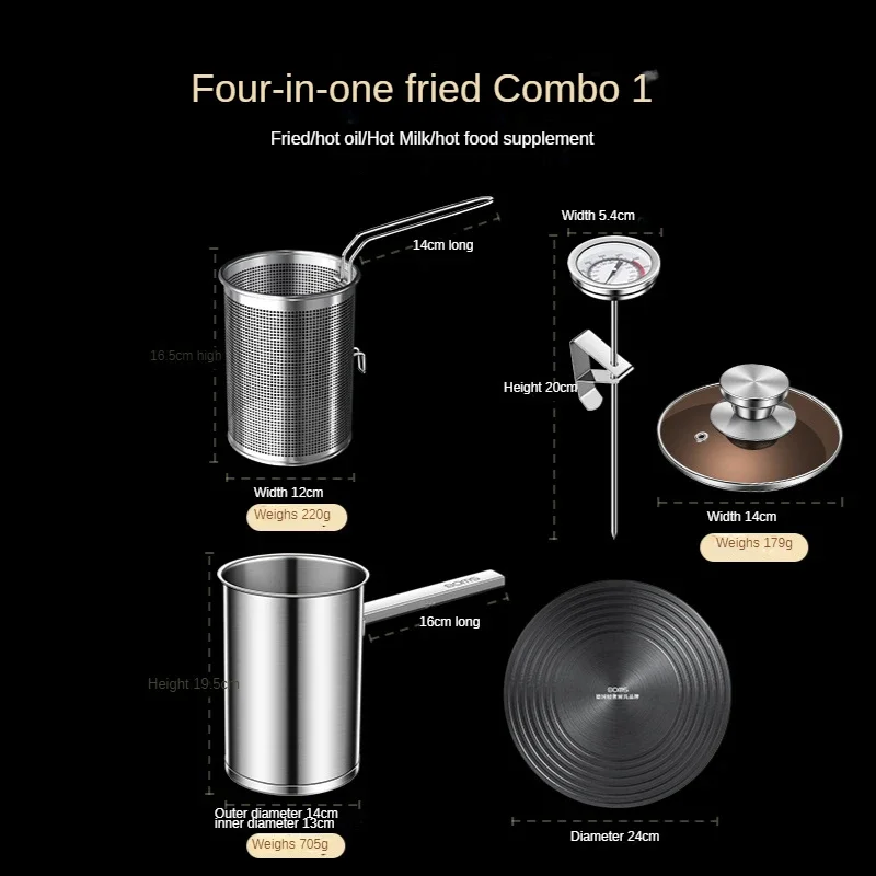 Stainless Steel Multifunction Pot With Lid Deep Fryer With Basket strainer French Fries Soup Noodle Induction Cooker Gas Kitchen