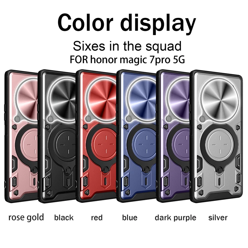 Shockproof PC+TPU Case with Slide Camera Lens Protection and Ring Holder