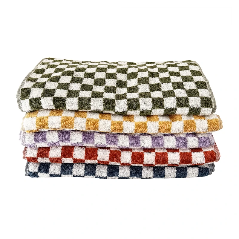 

Retro Checkerboard Towel Absorbent Face Towel Plaid Beach Bath Towels Bathroom Soft Washcloth for Home Hotel Comfort Towels
