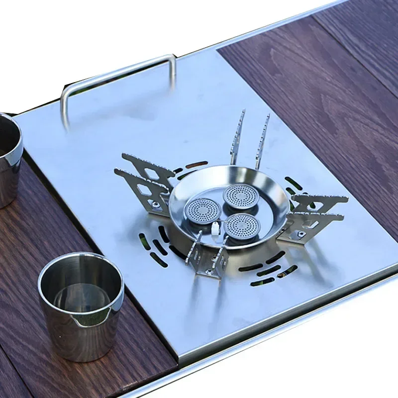 Outdoor Gas Stove Three-core Windproof Stove Self-driving Travel Split Camping Cooker Picnic High-power Fierce