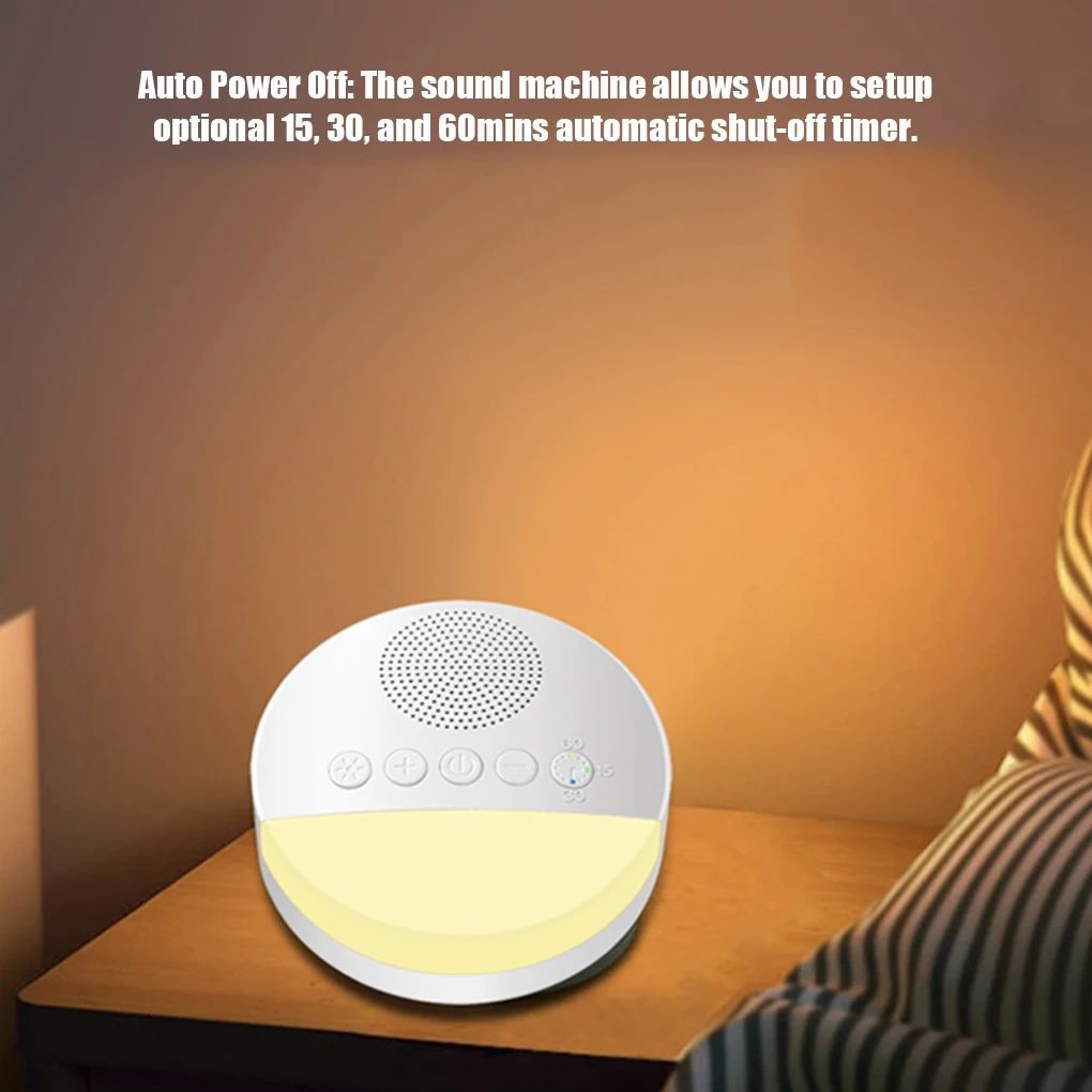 White Noise Machine Baby Sleep Soother Sound Player Night Light Auto-off Timer