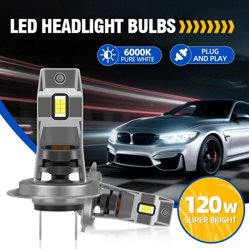 2PCS 15000LM H7 LED 헤드라이트 전구 6000K 화이트 3570 CSP 칩 자동차 자동 조명 전구 플러그 앤 플레이