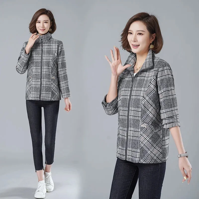 

2023 New Middle-aged Mother's Autumn Clothes Western Style Thin Coat Large Size Middle-aged Elderly Women Spring Autumn Jacket