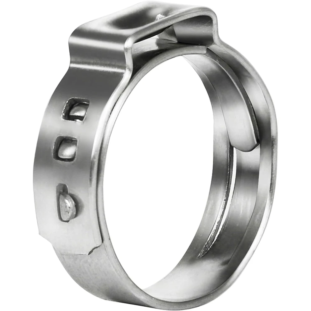 304 Stainless Steel Hose Clamps 5.3-31.6mm Single Ear Clips for Pipe/Tube Connections 10pcs