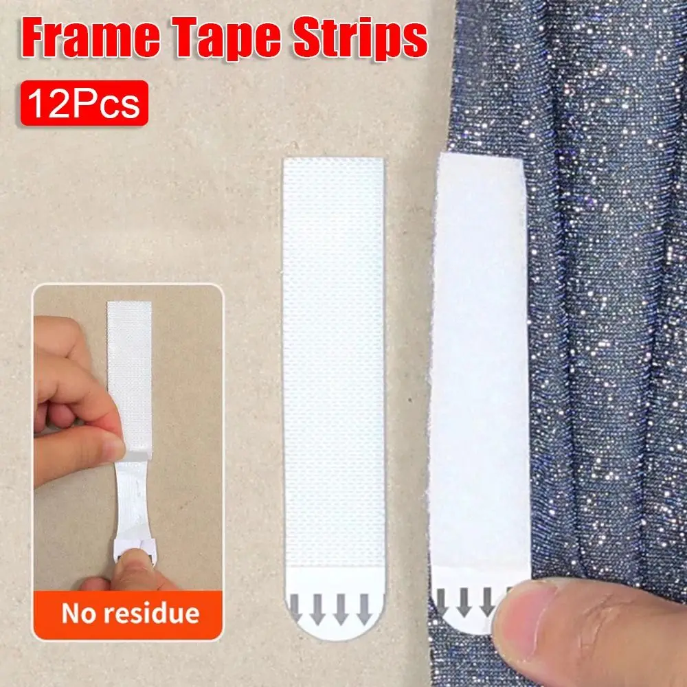 

1/12Pcs Fixing Wall Hanger Frame Tape Strips New Picture Frame Fixed Poster Wall Hook Punch-free Decorate Mounting Self Adhesive