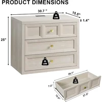 Nightstand Set of 2 W/Charging Station, 30.7" W King Size Bedside Table with 3 Drawers, Accent End Table W/Large Storage 3
