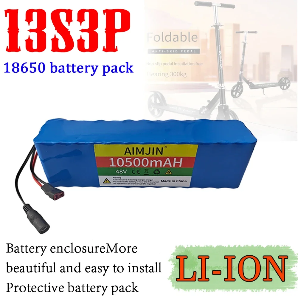 48V 10.5Ah 18650 Batteria Al Litio 13 S3P 10500Mah 1500W Ad Alta Potenza Per Bicicletta Elettrica E-Bike Con Bms