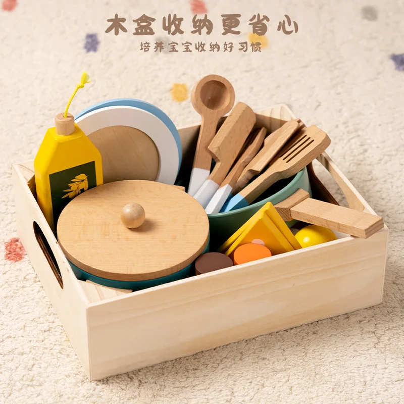 Children's Educational Kindergarten Wooden Mini Simulation Kitchen suit Girls Cooking and Cooking Toys