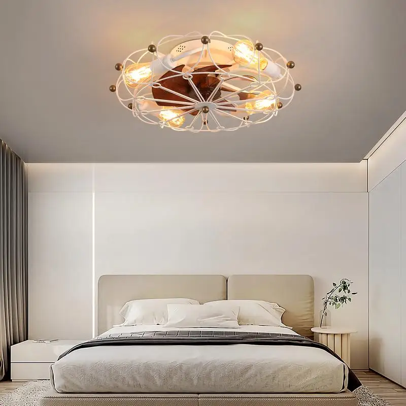 Modern Industrial Low Profile Ceiling Fan with Lights