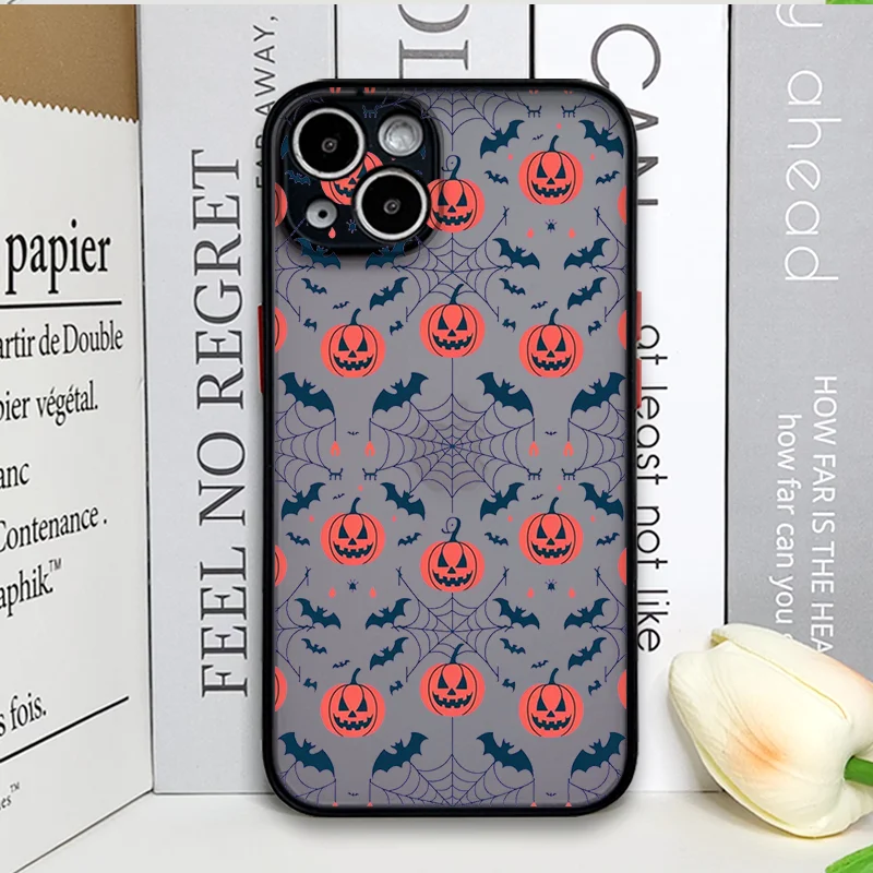Whimsical Halloween Pumpkin & Ghost Pattern Phone Case Back Cover