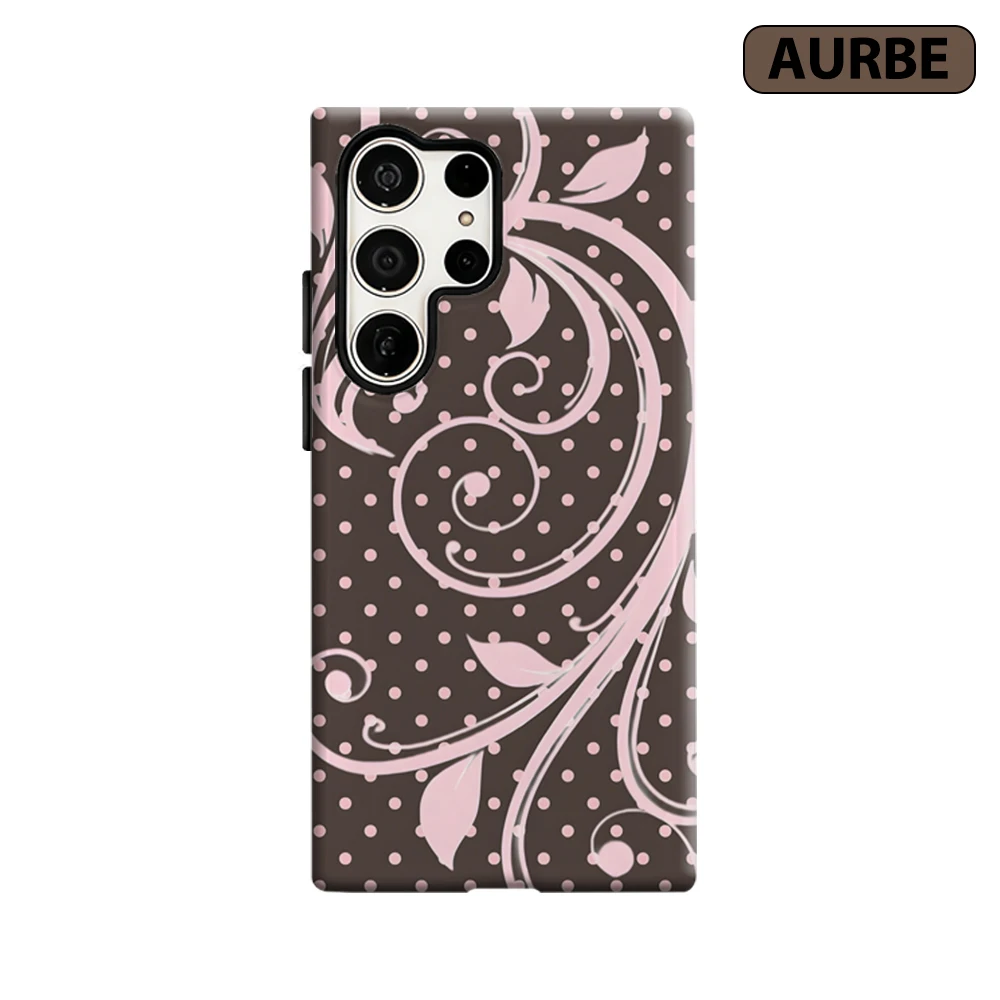 Pink Scroll & Polka Dots Shockproof Tough Phone Case