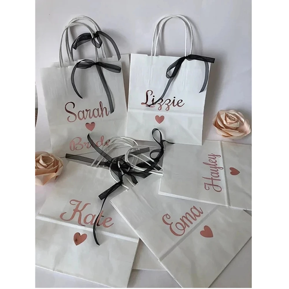 

Personalized silver nam wedding bridesmaid maid of honor thank you gift bags,bridal party gift party decor wedding gift bags