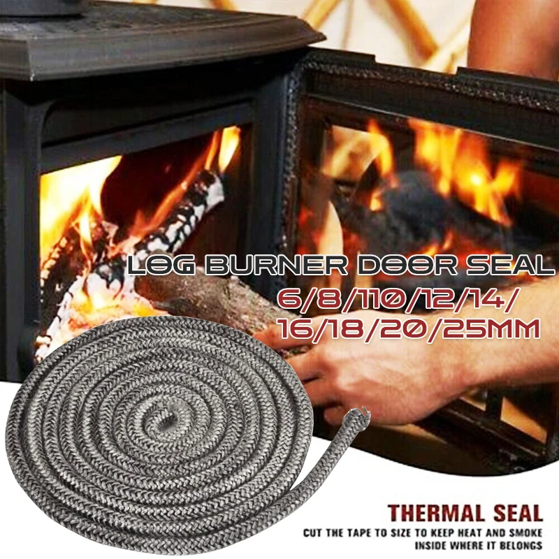 Wood Stove Gasket Fireplace Sealing Rope Fireproof Fiberglass Wood Stove Door Gasket Log Burner Door Seal for Chimneys Boiler wood stove gasket