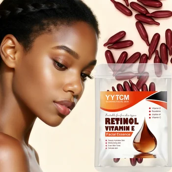 Retinol Vitamin E Deep Moisturizing Capsule Essence, Hydrates, Firms and Smoothes Skin, Contains Plant-Based Squalane, Vitamin C, Deep Hydrating and Brightening Skin Essence (0.4g X 30 Capsules)/Pack-1 Pack