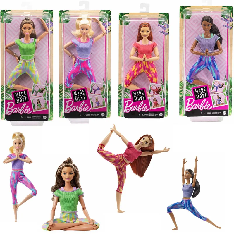 

Mattel Barbie Kawaii Fitness Exercise Combination Action Firgure Anime Makeup Multi-Joint Movable Dance Yoga Doll Gift Toy FTG80