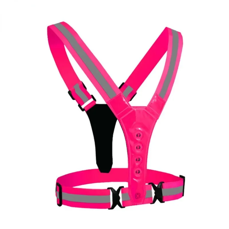Motorcycle Motocross Reflective Vest Clothing Adjustable Safety Elasticity Clothing Night Cycling LED Lights