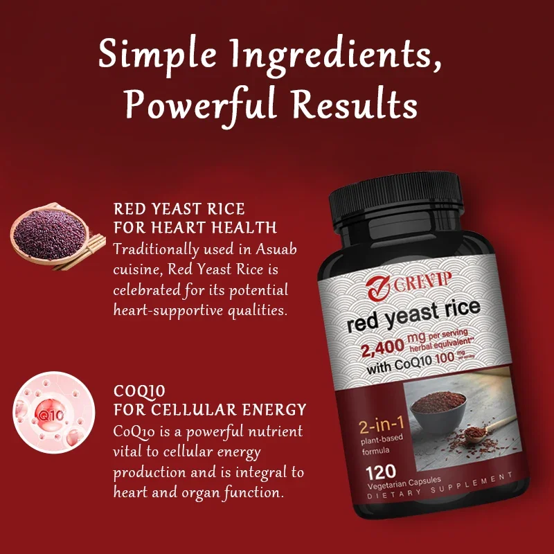 Red Yeast Rice Capsules-Benefits Cardiovascular Blood Circulation, Heart Health and Energy Production