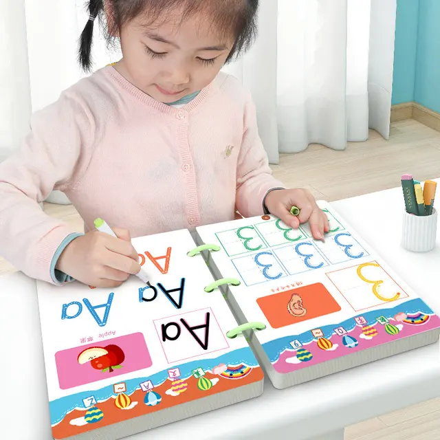 Montessori Math Learning Children Toys Drawing Tablet Pen Control Hand Training Shape Math Match Games Set Educational Toy Books 2