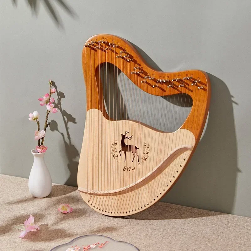 Wooden 21 String Harp 27 String Sound Therapy Professional Portable Lyar Meditation Harp Beginner Practice Musical Instruments